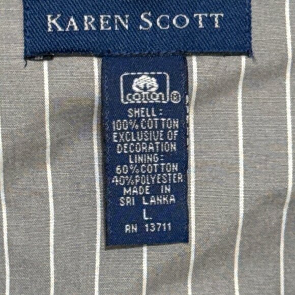 Karen Scott Women's Autumn Fall Vest Denim Harvest Pumpkins Flowers Size Large - Picture 11 of 11